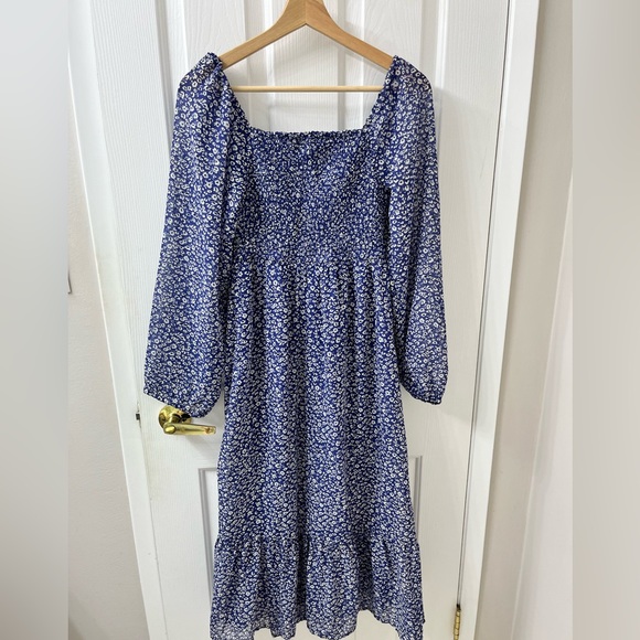 NWT Capri Blue Floral Off-the-Shoulder/Capped Sleeve Long Dress - Picture 2 of 3